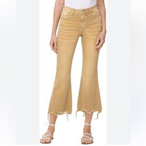 Vervet High Rise Flare Jeans Size 27 Raw Hem Khaki
